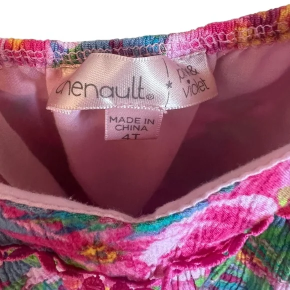 Chenault Pink and Green Floral Kids Dress, 4T Girls - Picture 4 of 4